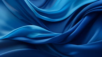 Wandcirkels tuinposter abstract background, blue satin background blue luxury fabric background. blue silk background. Generative AI. © Fahad