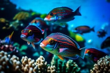 Naklejka na ściany i meble Very beautiful marine fish in their natural habitat. AI generated, human enhanced.