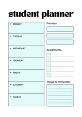 Student planner digital planning insert sheet printable page template