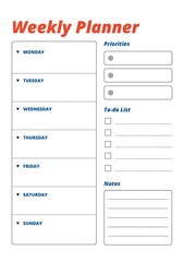 Weekly planner digital planning insert sheet printable page template