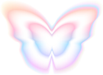 Stickers with a blurred Y2K effect. Butterfly shapes in trendy retro style. Vector illustration.