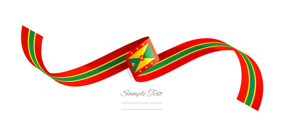 Grenadian flag ribbon vector illustration. Grenada flag ribbon on abstract isolated on white color background - obrazy, fototapety, plakaty