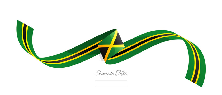 Jamaican Flag Ribbon Vector Illustration. Jamaica Flag Ribbon On Abstract Isolated On White Color Background