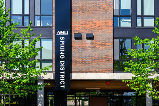BELLEVUE, USA &ndash; MAY 3, 2023: Spring District, AMLI Spring District, new apartment building
