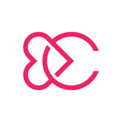Fototapeta premium Letter C heart overlapping logo template