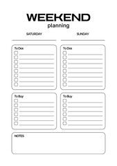 Weekend planner digital planning insert sheet printable page template