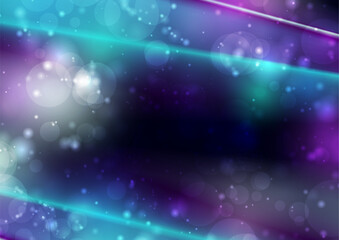 Fototapeta premium Blue purple neon lines and shiny bokeh abstract background. Vector design