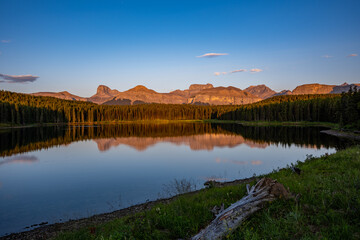 Beautiful Sunrise at Margaret Lake  in the Waiparous area Alberta Canada