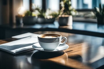 A white cup of a coffee on table