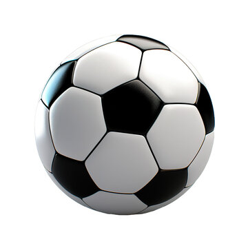 Tradition black and white soccer ball on isolated transparent background
