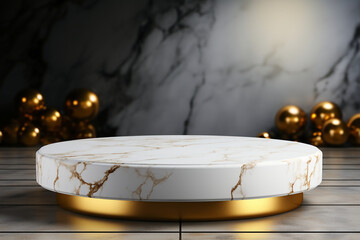  white marble podium for product display. AI generative
