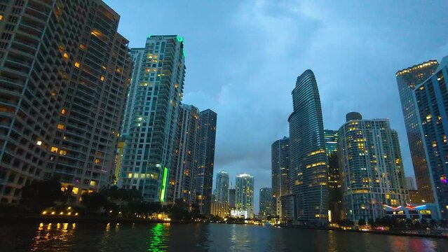 Miami night time city skyline 1080p 30fps
