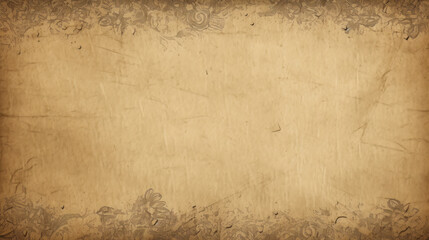 Old parchment background with grungy flowers and aged banner
Ai Generative