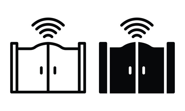 Smart gate icon with outline and glyph style.