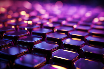Obraz premium Futuristic glowing ultra purple hexagonal or honeycomb background. AI generative