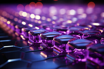 Futuristic glowing ultra purple hexagonal or honeycomb background. AI generative - obrazy, fototapety, plakaty