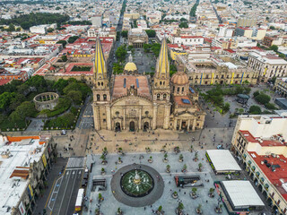 Top view of the Cathedral of Guadalajara, Jalisco in Mexico.
This is one of the most iconic religious buildings in the downtown of the city.