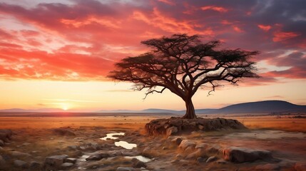 Fototapeta na wymiar Majestic Serengeti landscape teeming with iconic African wildlife