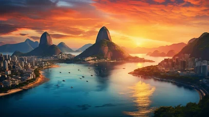 Printed kitchen splashbacks Rio de Janeiro Vibrant cityscape backdrop featuring Rio de Janeiro, Brazil. cool wallpaper
