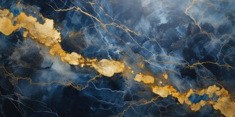  Gold and Blue Marble Stone Textured Background Wallpaper for a Luxurious Ambiance"   Generative AI Digital Illustration