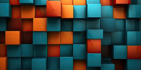 desktop wallpaper A Kaleidoscope of Color, Intricate Geometric Shapes, and Textured Layers - Teal and Orange Vibrance for a Captivating Visual Experience  Generative AI Digital Illustration