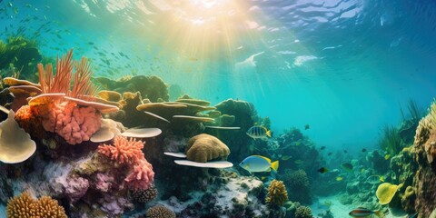 Fototapeta na wymiar caribbean islands Caribbean Coral Symphony: Vibrant Reef, Biodiverse Wonderland Generative AI Digital Illustration