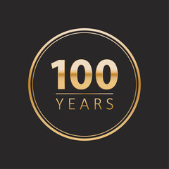 100 years for celebration events, anniversary, commemorative date. gold ninety one hundred years logo. badge