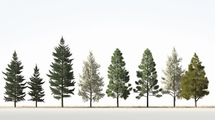 Obraz premium 5 Varieties of White Pine Trees: A Beautiful Row of Nature's Finest Generative AI