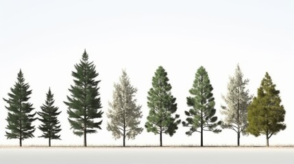 Fototapeta na wymiar 5 Unique White Pine Trees in a Line - Perfect for Your Landscaping Project! Generative AI