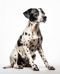 Black and White Dog Sitting on White Background - Perfect for Stock Photos Generative AI