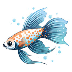 Fototapeta premium Delicate and Dazzling: 2D Illustration of a Fancy Guppy in Vibrant Colors
