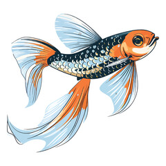 Delicate and Dazzling: 2D Illustration of a Fancy Guppy in Vibrant Colors