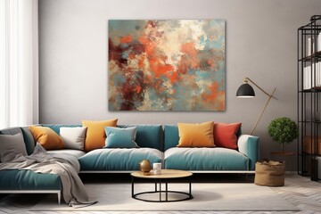 Vibrant Abstract Painting with Orange, Blue, and Red - Perfect for Home Decor Generative AI