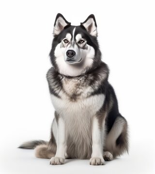 Adorable Husky Dog Sitting on White Background - Perfect Image for Your Design! Generative AI
