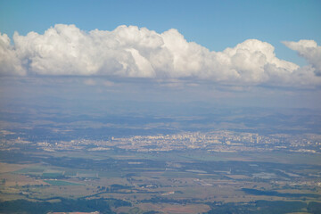 Fototapeta premium aerial view over Taubate city in Vale do Paraiba valley, Sao Paulo, Brazil