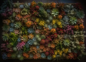 Fototapeta na wymiar Bright & Colorful Plant Wall - Perfect for Any Home Decor Generative AI