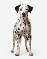 Adorable White Dalmatian with Black Spots Leaning Against Wall Generative AI
