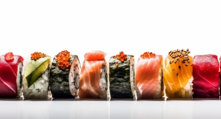 Freshly Prepared Sushi Rolls: An Endless Array of Deliciousness! Generative AI