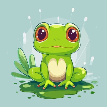 Cute Frog Cartoon Vector Illustration for Children's Products, Sublimation Printing and More