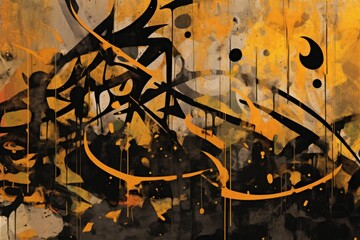 Abstract Gold & Black Wallpaper with an Arabic Pattern - Perfect for Home Decor Generative AI