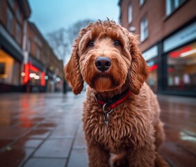 Cute Golden Doodle Dog with an Adorable Expression - Stock Photo Generative AI