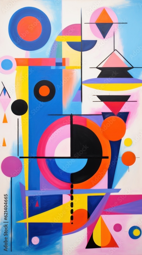 Poster a painting of a colorful abstract design. generative ai image.