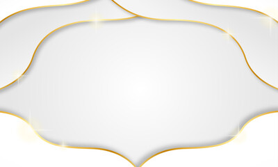 Modern white and gold abstract background. luxury circle background with 3d wavy overlap layered