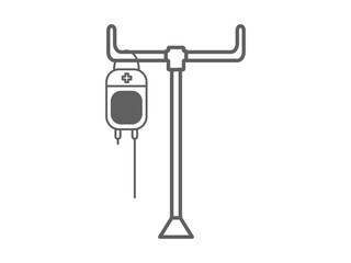 black white anemia icon, hanging blood bag icon