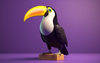 Naklejka premium Vibrant Violet Toucan on a Bold Background - Stock Photo. Generative AI