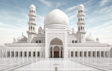 Obraz premium Beautiful White Stone Architecture of The White Mosque Generative AI