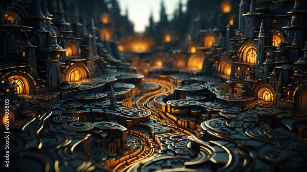 Aufkleber a 3d rendering of a city at night. generative ai image.