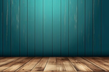 Naklejka premium Stylish Wooden Table on Blue Background Vector Illustration Generative AI