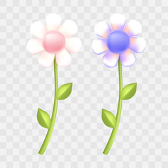 vector blooming spring flowers with transparent background