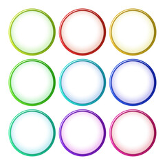 Vector circular buttons in four colors with text space.